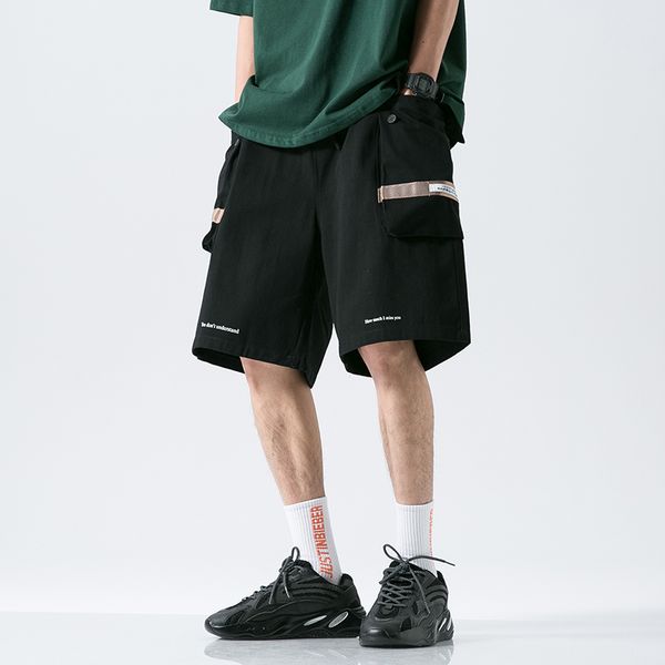 

shorts casual summer straight big pocket loose hip hop camo cargo men cothing streetwear shorts drop, White;black