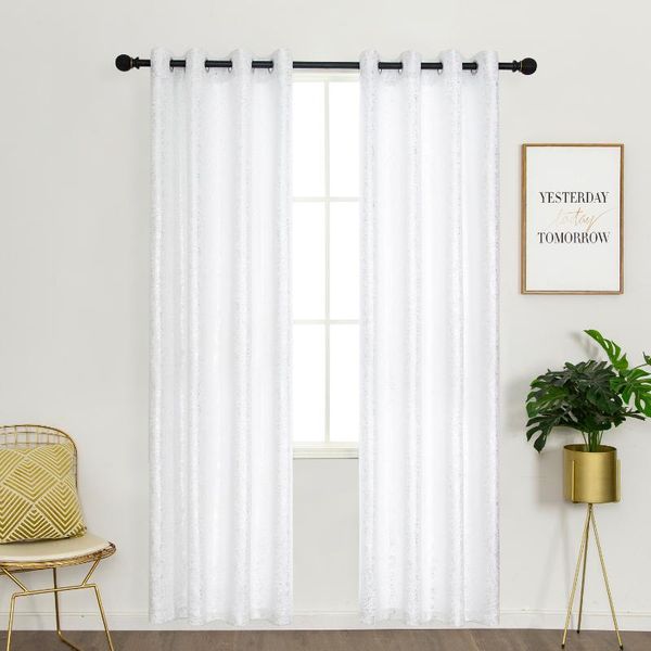 

pair- white silver luxury thermal insulated grommet blackout curtain decorative window panels drapes for bedroom living room &