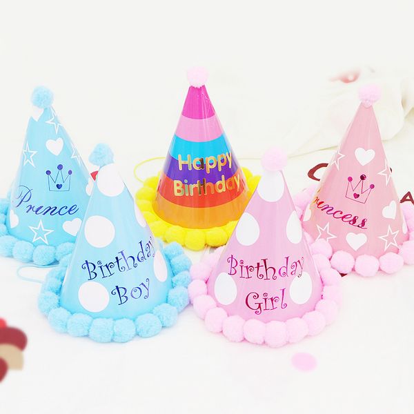 

hats children's party pointed hair ball pointed dot pile ball paper party