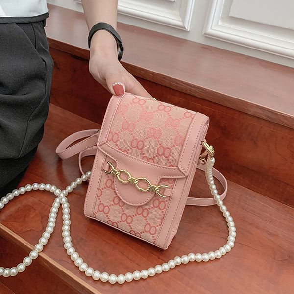 

g home texture 2021 new korean horseshoe button embroidered mobile phone bag