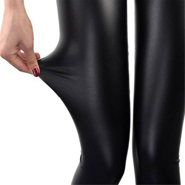 

women's pants & capris 2021 solid shiny black thin elastic womens high waist stretch skinny leggings slim fit plus size, Black;white