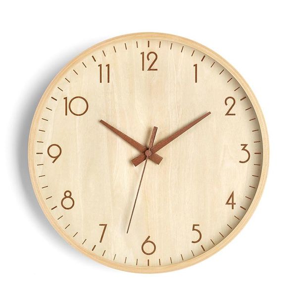 

wall clocks nordic wooden clock simple modern art digital rustic vogue classic bedroom orologio parete home watches ab50wc