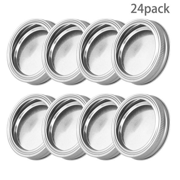 

kitchen storage & organization 24pcs split-type lids leak proof solid cap canning jar for regular and wide mouth mason