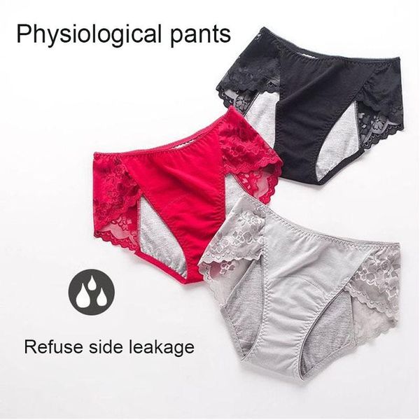 

women's panties female physiological pants leak proof menstrual women underwear period cotton health seamless briefs in the waist warm, Black;pink