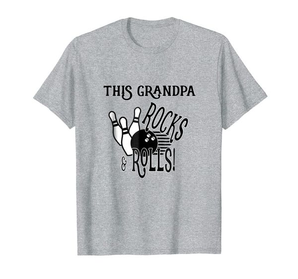 

mens this grandpa rocks rolls mens bowling t-shirt, White;black