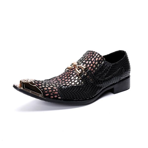 

dress shoes gold pointed toe man wedding fashion party oxfords slip on male italian leather derby, Black