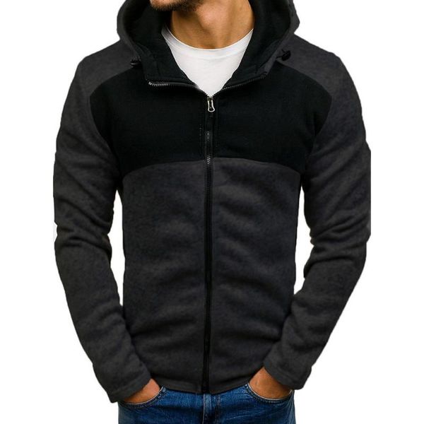 

gym clothing chamsgend men fashion color matching long-sleeved hooded sweater loose casual warm sweatshirt street dance sports training shir, White;black