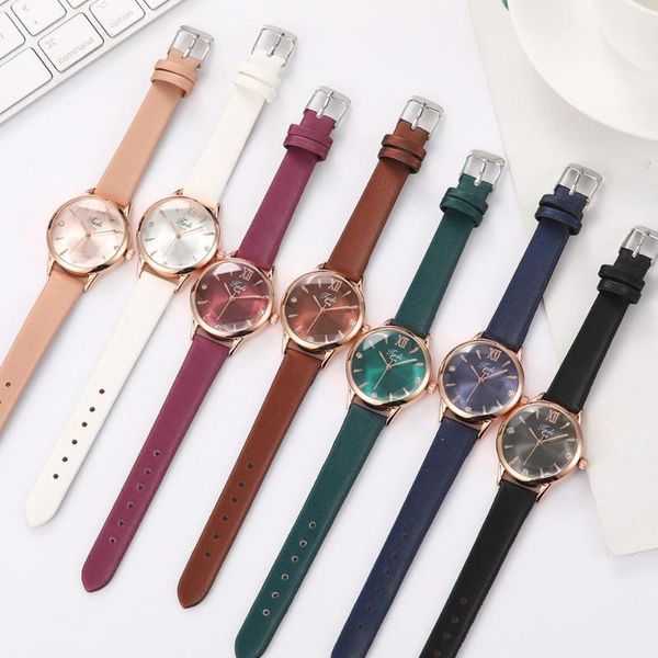 

ladies' belt diamond small dial quartz watch gift fashion casual round slim band elegant clock wihte wristwatches, Slivery;brown