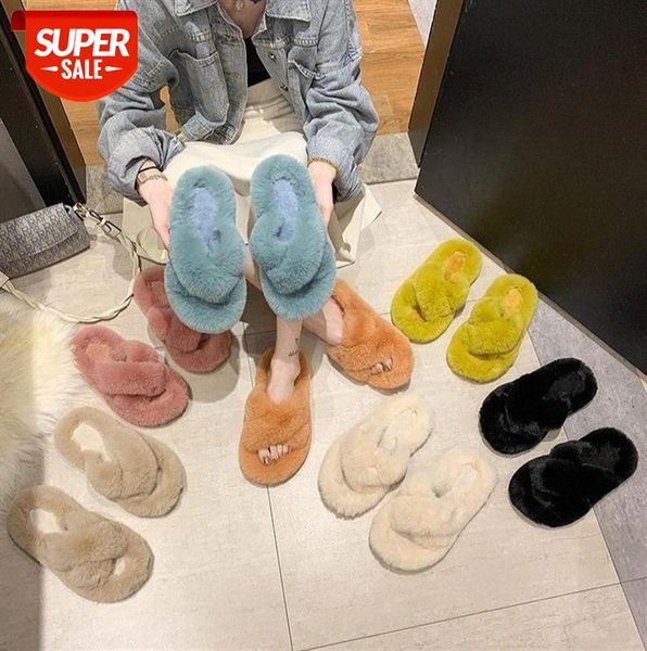 

hairy slippers for women, flat-bottomed thick-soled cross-cotton slippers, home #mm5g, Black
