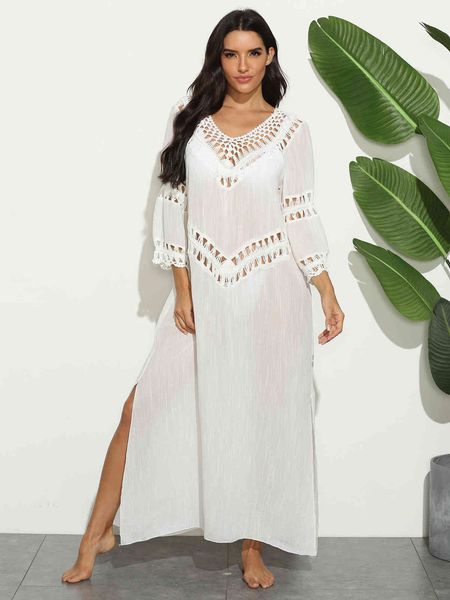 

hook dress with split sleeve women's stitching long skirt, White;black