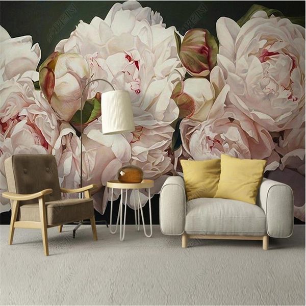 

modern american small fresh pastoral hand-painted flowers mural wallpapers for living room background wall paper home decor