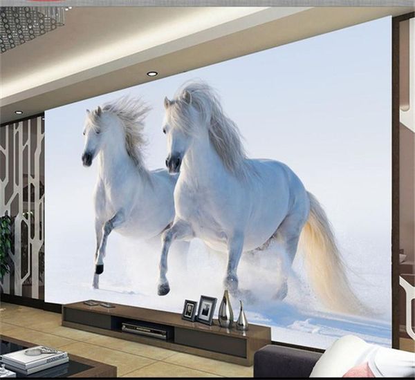 

wallpapers custom po white horse mural wallpaper customized wall tv backdrop
