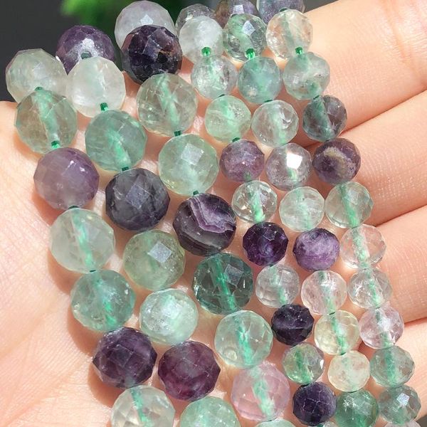 

other natural faceted colorful fluorite quartz stone round loose spacer beads for jewelry diy making charms bracelet accessories 15'&#0