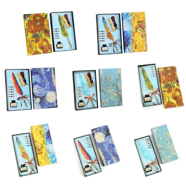 

set oil painting retro vintage calligraphy feather dip pen quill fountain pens e8be