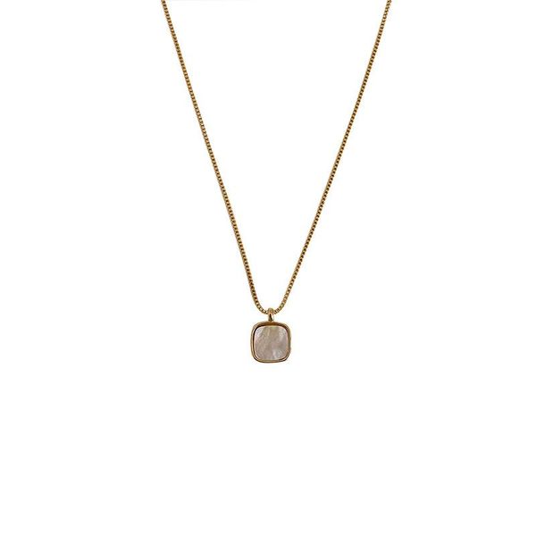 

chains stainless steel jewelry necklace ladies pendant korean fashion geometric imitation shells wild simple clavicle chain, Silver