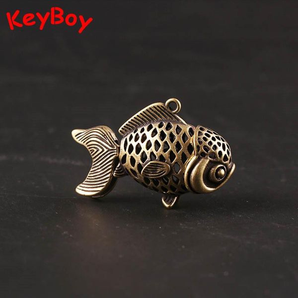 

keychains handmade copper hollow carp pendant car keychain hanging women handbag decorations ornament fish necklace keyring, Silver