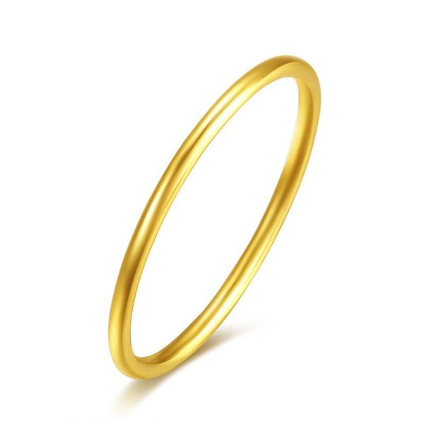 Anéis de casamento Chegada sólida 24k Anel de ouro amarelo Mulheres 999 Smooth