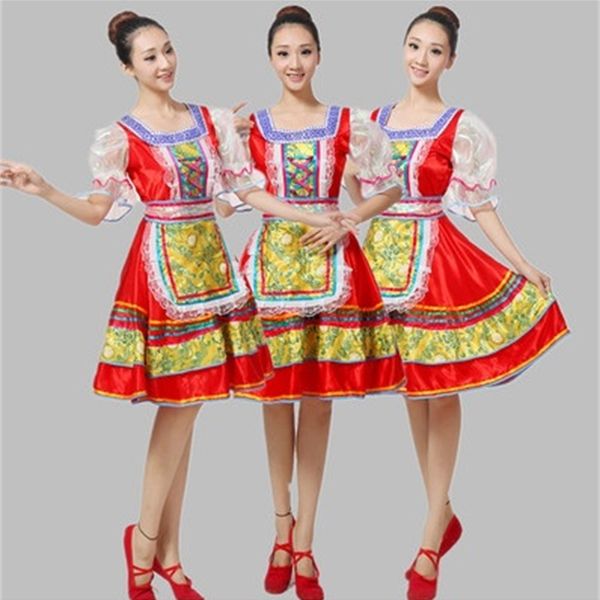 

ethnic clothing ladies womens russia traditional russian national dance costume stage performance for women dress ljsh, Red