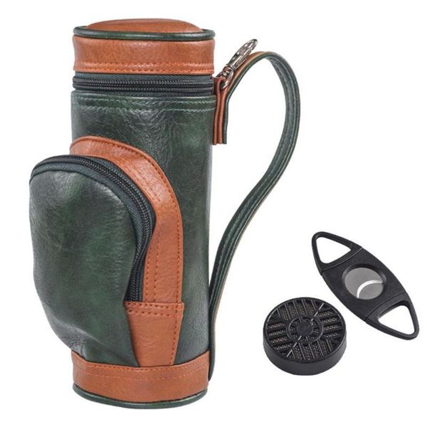 

storage bags portable moisturizing bag pu leather case travel humidor box fit 8 cigars with cutter