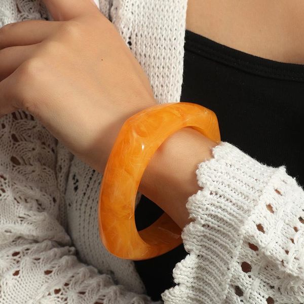 

link, chain aomu 2021 colorful fashion bracelet for girl women resin acrylic big wide circle bangle friendship party jewelry gifts, Black