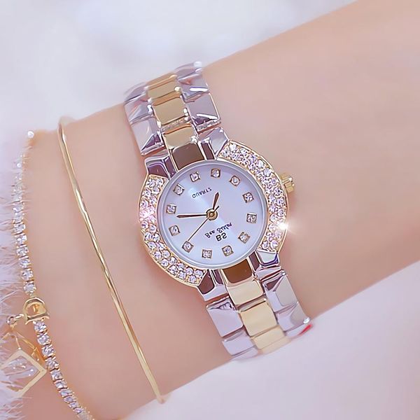 

wristwatches women watch 2021 dress silver gold wrist quartz diamond ladies watches female clock bayan kol saati, Slivery;brown