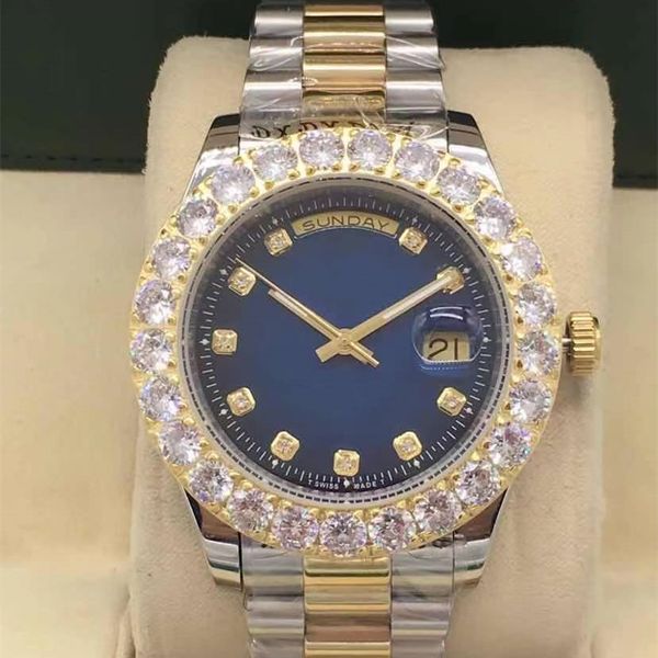 

stylish and beautiful automatic mechanical watch size 44mm diamond bezel sapphire mirror waterproof function men like the gift, Slivery;brown