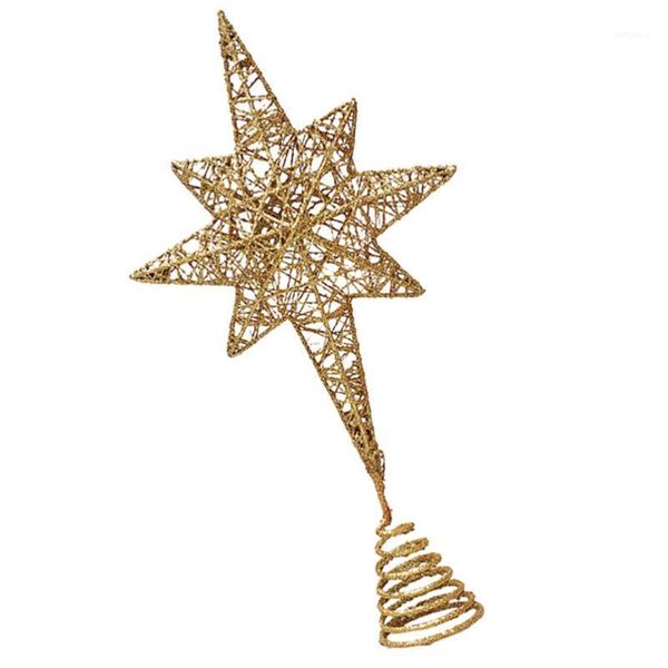 

christmas decorations 1pc eight pointed star tree er party xmas ornament (golden)