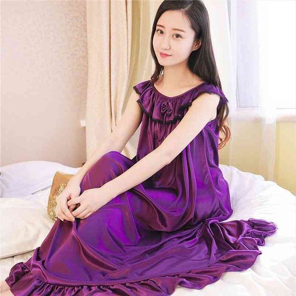 

ruffles nightgowns ladie silk satin night dress nighties nightgown plus size nightdress lace sleepwear nightwear for women, Black;red