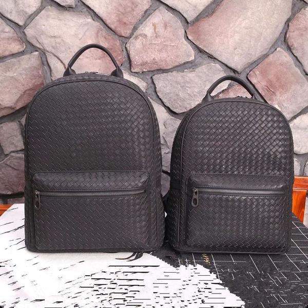 

backpack kaisiludi leather knitting men's bag double shoulder couple fashion trend computer girls waxing