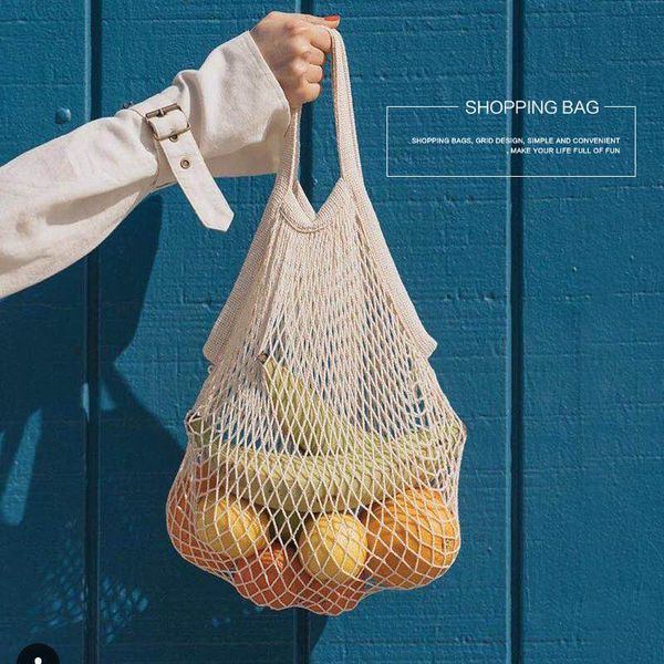 

storage bags 1pcs large cotton totes shopping foldable mesh net string bag reusable fruit handbag