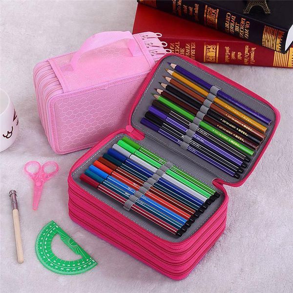

storage bags 72slots pure color oxford hard shell pen pencil case makeup bag