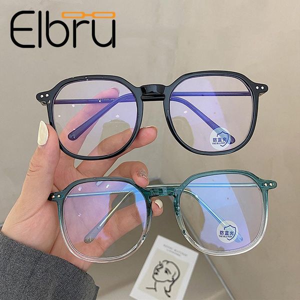 

elbru transparent computer glasses frame anti blue light optical women men round eyewear rice nails eyeglasses fashion sunglasses frames, Black