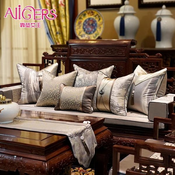 

cushion/decorative pillow avigers luxury modern chinese style patchwork throw covers brown grey cushion with tassels 45 x 50 50cm