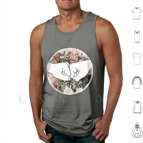 

real friends tank vest sleeveless rf pop punk, White;black