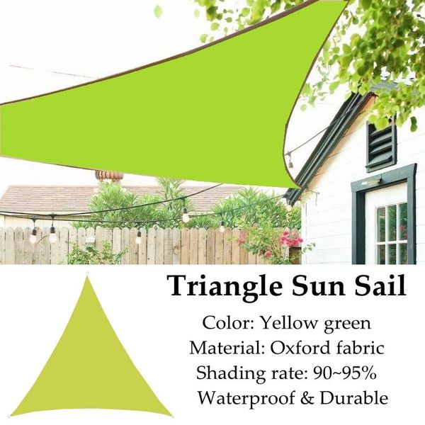 

shade yellow green triangle sun sail oxford shading rate 95% waterproof polyester fabric outdoor anti-uv cooling garden gazebo awning