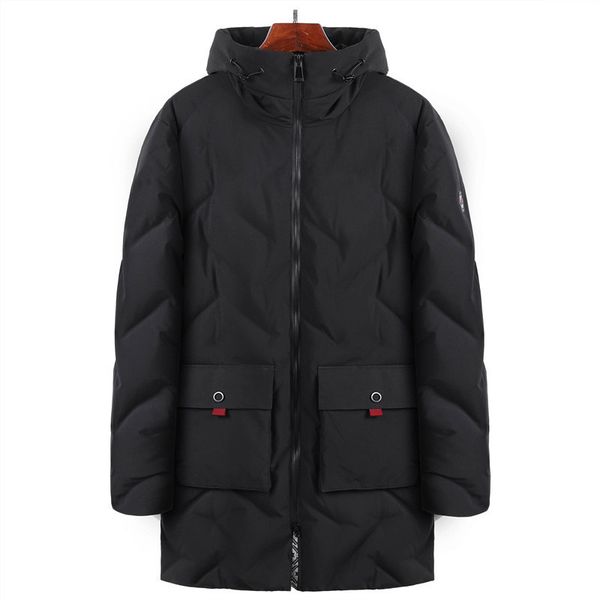 

2019 winter men's medium length down jacket solid color fashion 1929 men, Black