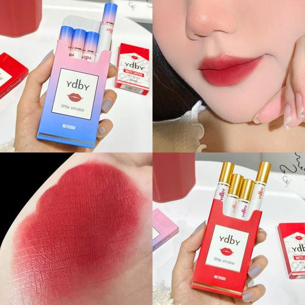 

lip gloss 4 pcs/set matte silky velvet lipstick non-stick nourishing high color rendering no blooming belleza batom wholesale tslm2