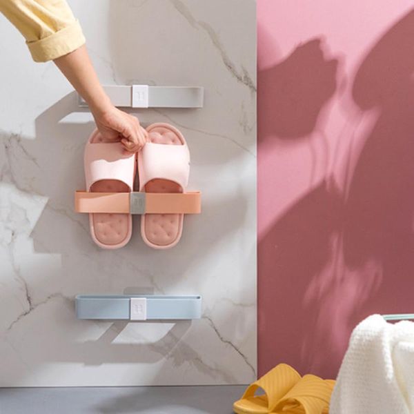 

bathroom slipper rack wall mounted toilet door without perforation shoe drainage shelf storage clothing & wardrobe