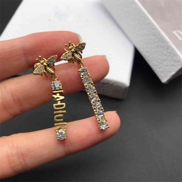 

personalized diamond letter bee earringsty, Golden