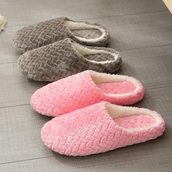 

winter slippers women men bottom soft home shoes cotton thick slides indoor slip-on footwear comfortable shoe a40, Black