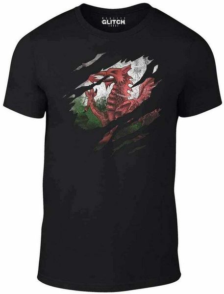 

welsh flag chest slashed mens t shirt size s-5xl, White;black