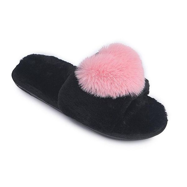 

slippers women winter shoes flat sweet home woman indoor fur warm, Black