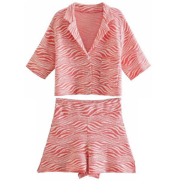 

women's tracksuits 2021 woman casual short-sleeved v-neck short shirts and high waist shorts summer knitted suits spring fashion women, Gray