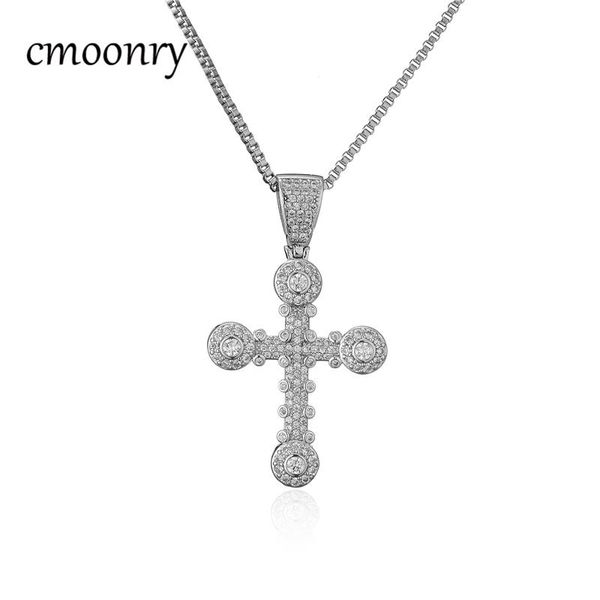 

pendant necklaces cmoonry 2021 fashion gold/silver color full cz pave setting cross necklace for women men christian jewelry