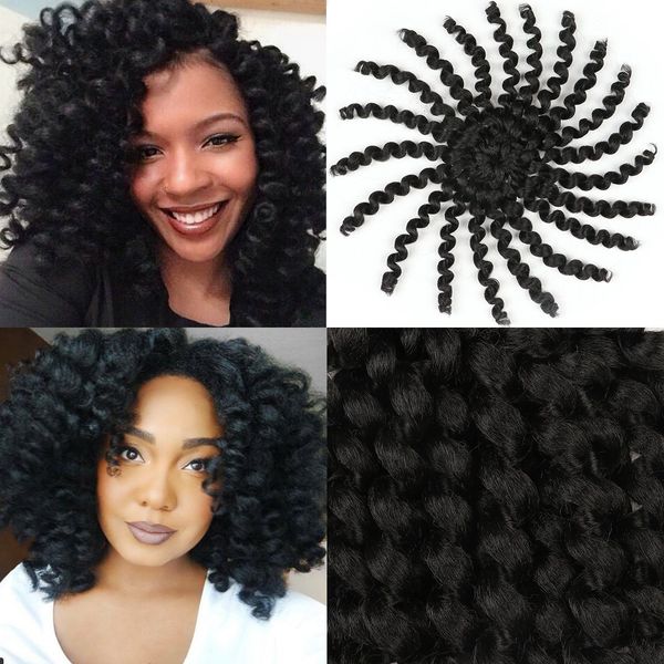 

10 inch synthetic jumpy wand curl hair twist crochet hair braids 80g/pcs african ombre braiding hair for women bs08, Black