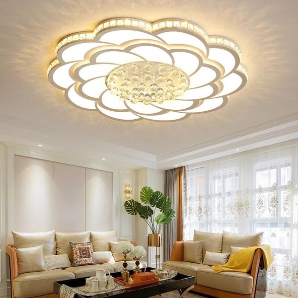 

acrylic crystal round modern led ceiling lights for living room bedroom lighting fixtures lamp white finished