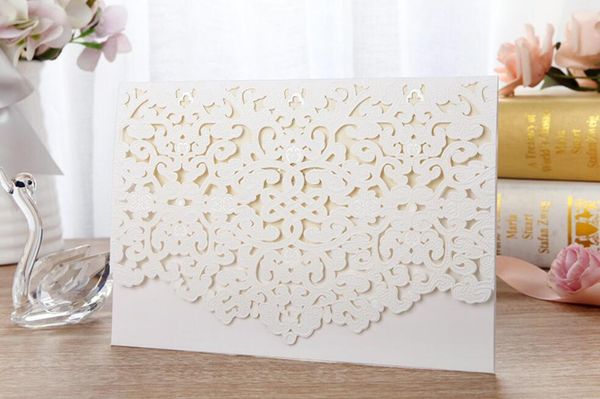 

greeting cards customized white laser cut floral wedding party invitation card, marriage engagement invitations, 100pcs, express