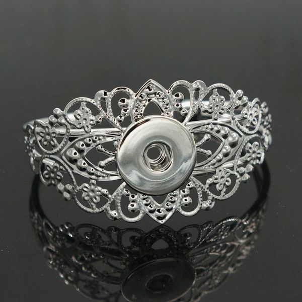 

charm bracelets fashion flowers pattern silver color/golden metal snap bracelet bangle fit 18mm buttons jewelry wholesale sg0039, Golden;silver