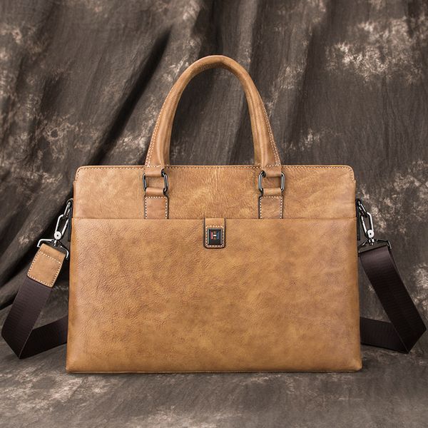 

briefcase men's leather handbag business fashion leisure bag simple