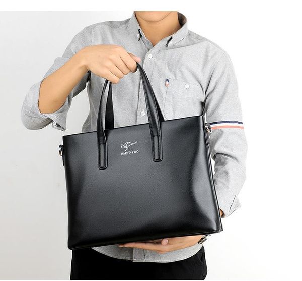 

briefcases 14 inches men handbag detachable shoulder strap leather man briefcase lychee pattern luxury bag file pocket bags